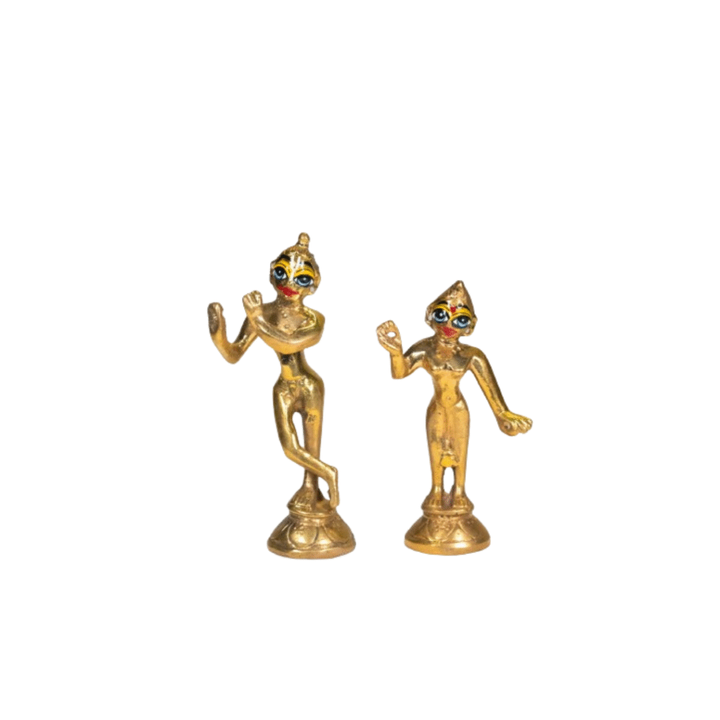 Radha Krishna Yugal Jodi Idol 4 inch Ashtadhatu - Image 4