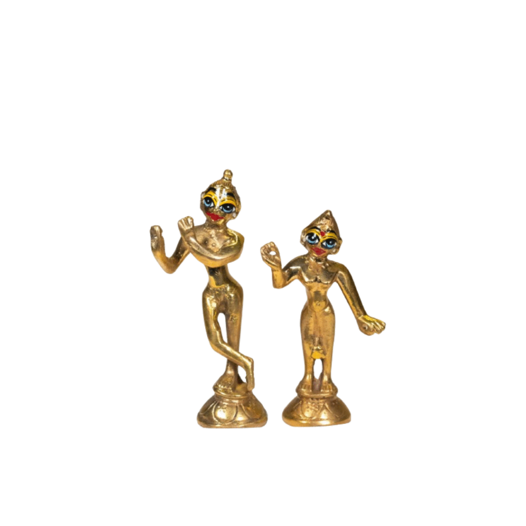 Radha Krishna Yugal Jodi Idol 4 inch Ashtadhatu - Image 3