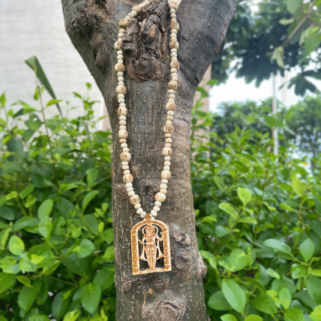 Shri Ram Design Locket And Ram Name Beads Original Tulsi Mala - Image 3