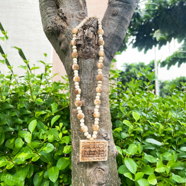 Hare Krishna Hare Rama Mahamantra Bhaktmal Tulsi Locket Mala for Ladies and Men, Mala total Length 22 Inches