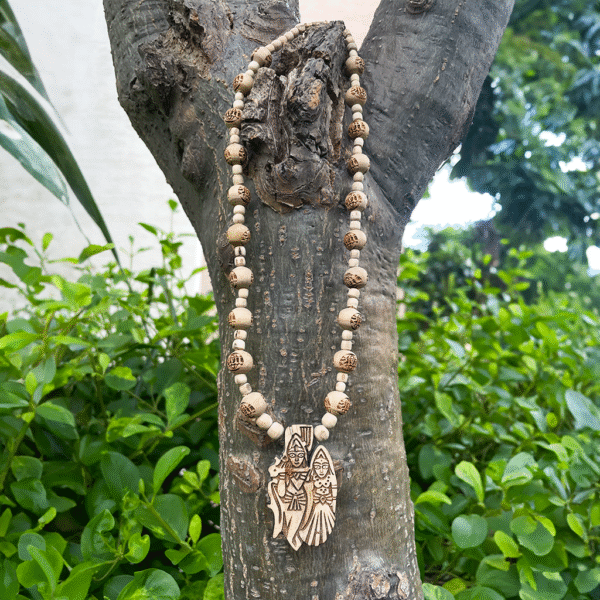 Shri Radha Krishna Handmade Tulsi Necklace With Radha Name Beads
