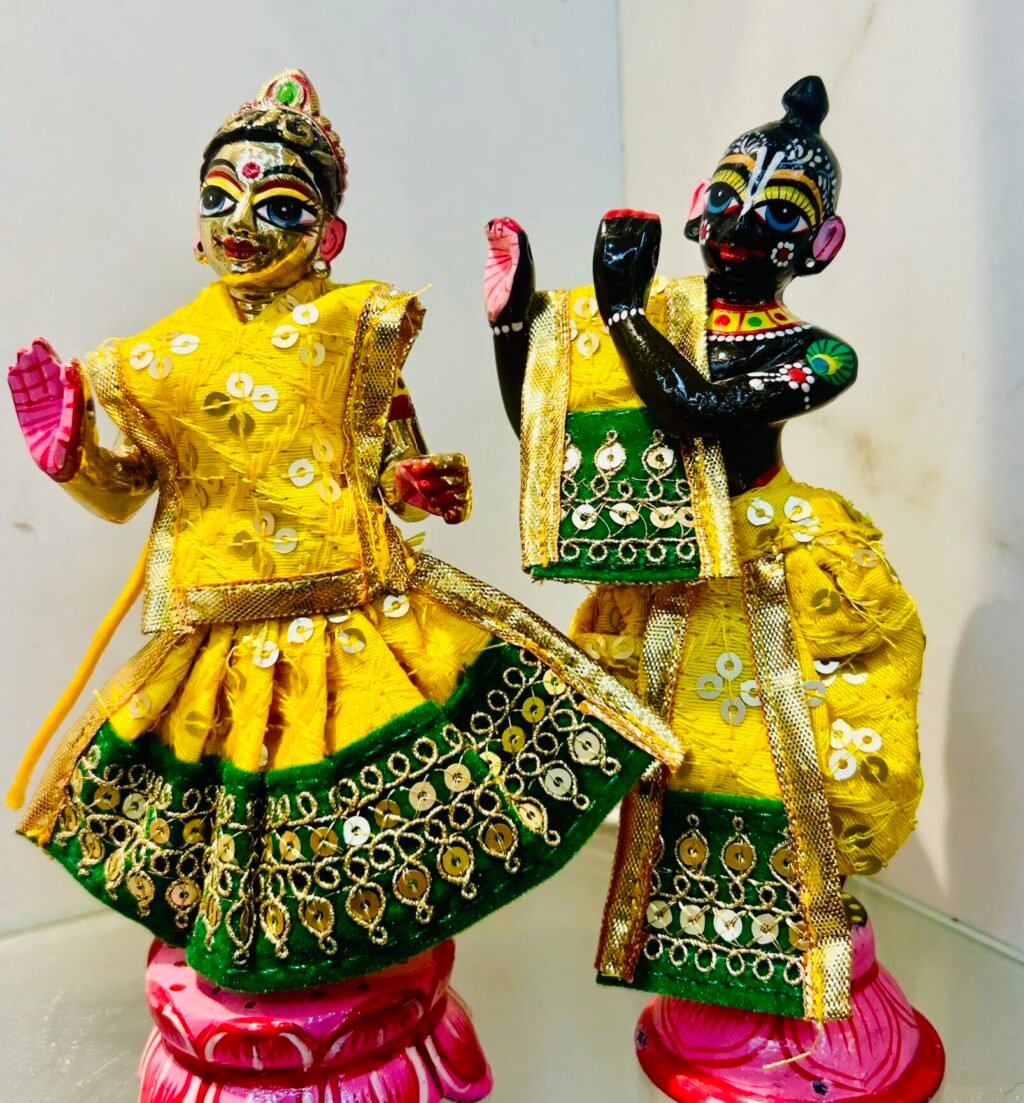 Yugal Jodi Radha Krishna 9 Inch Ashtadhatu Fully Makeup