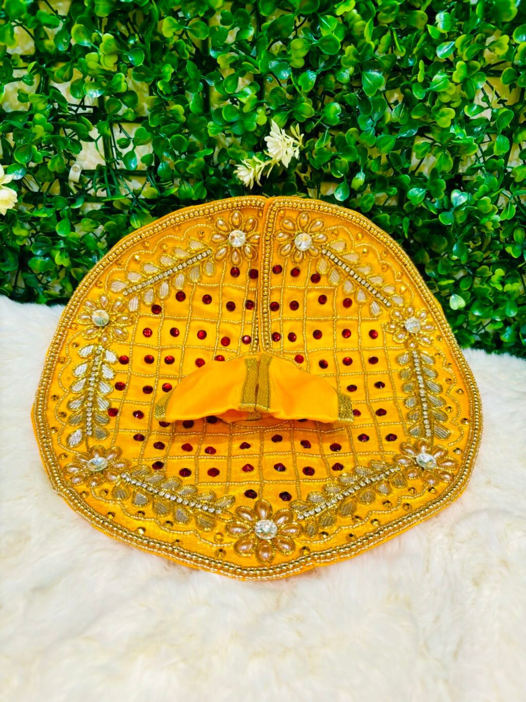 Heavy Designer Kundan Jari Dress For Laddugopal  - Image 2