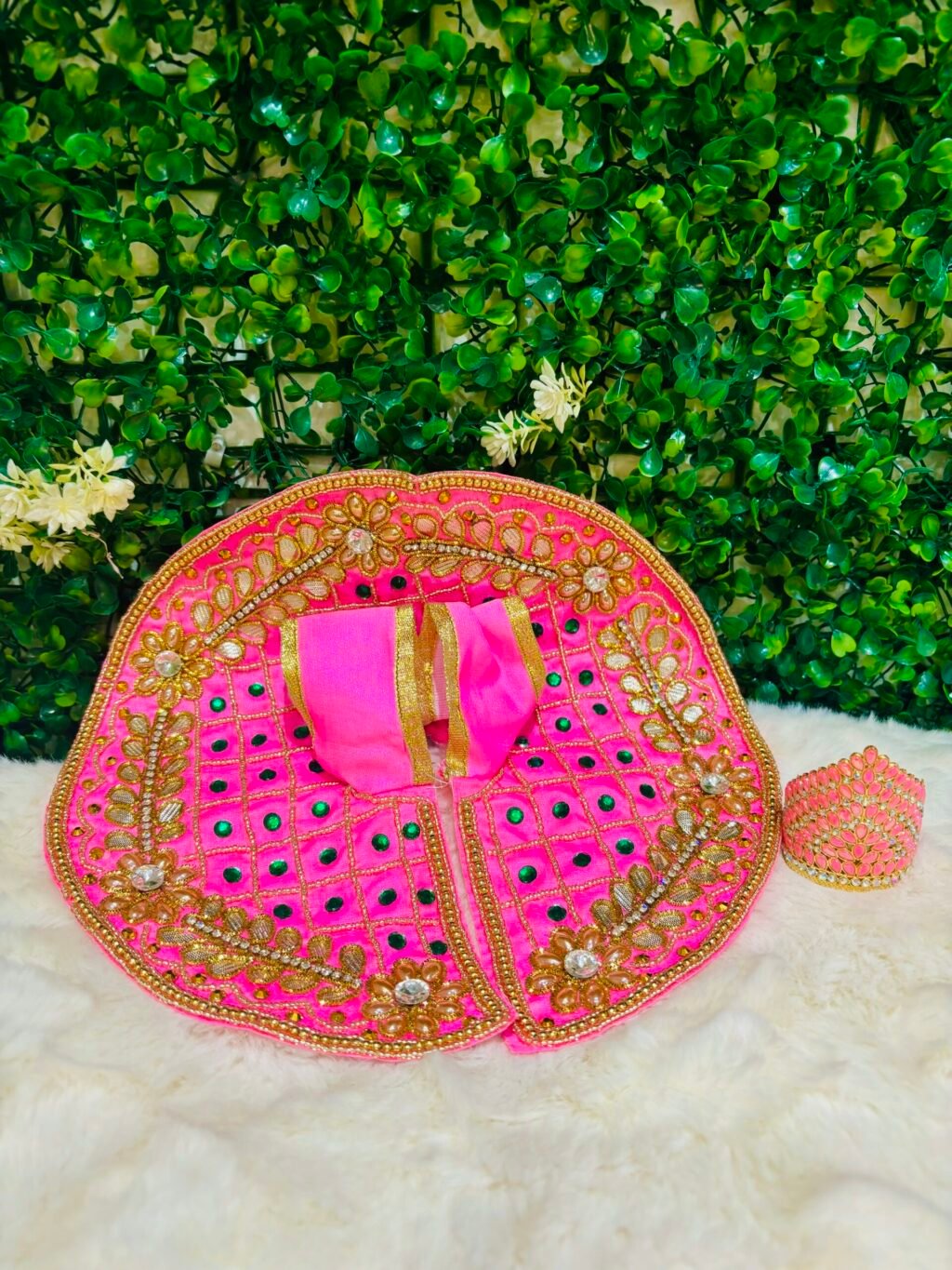 Heavy Kundan Jari Dress For Laddu Gopal - Image 3