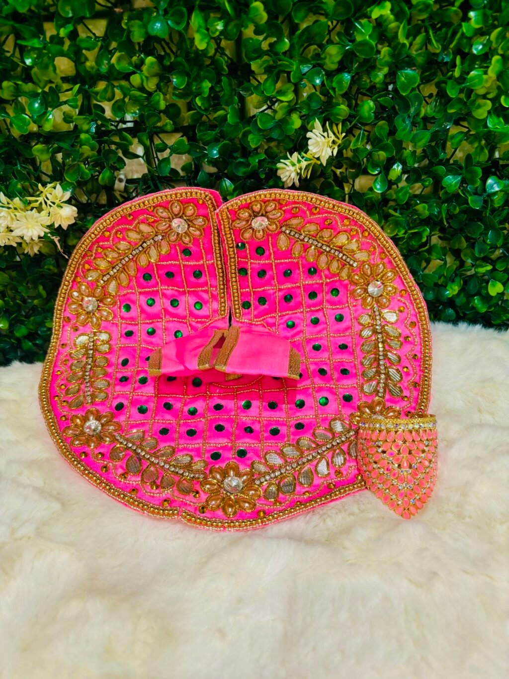 Heavy Kundan Jari Dress For Laddu Gopal - Image 2
