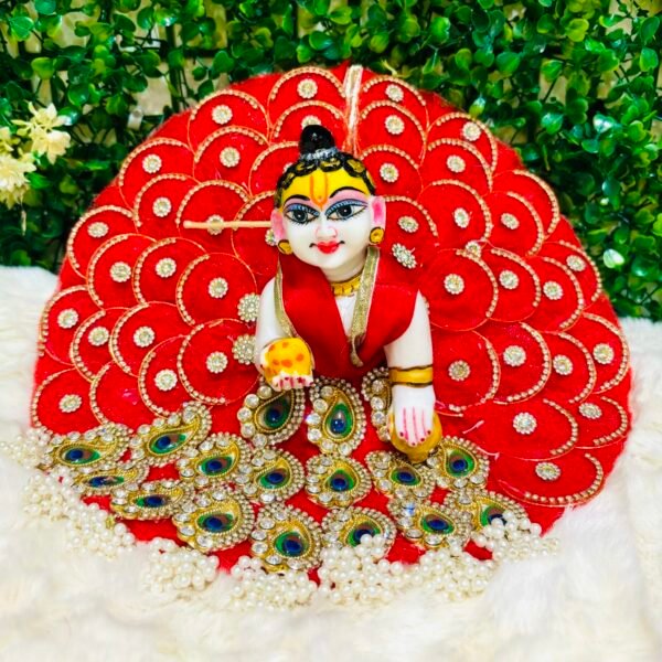 Designer Heavy Dress in 🦚 Peacock Pattern for Laddugopal 