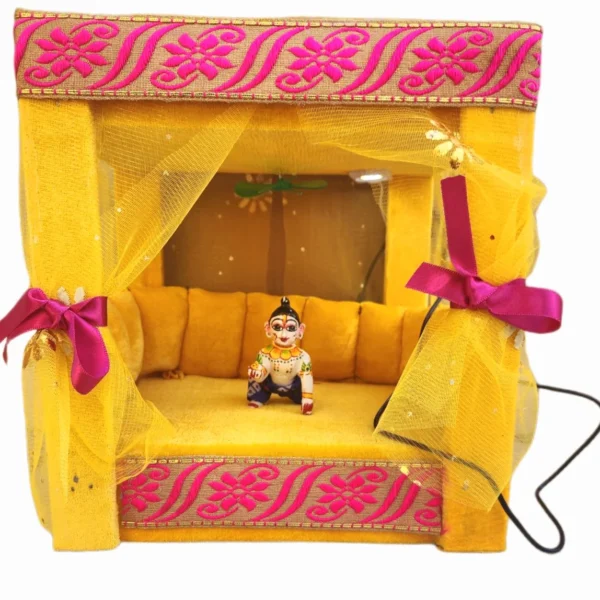 Beautiful Bed With Fan And Light For Laddu Gopal Ji