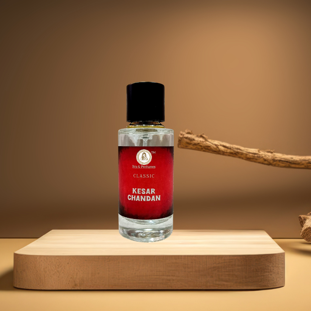 Kesar Chandan Perfume by Radharanikripa  – 50 ml Saffron Floral Top, Warm Sandalwood Perfume Base