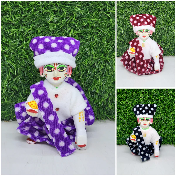 Laddu Gopal Winter Special Lehria Suit Pack of 3 [Random print and Color]