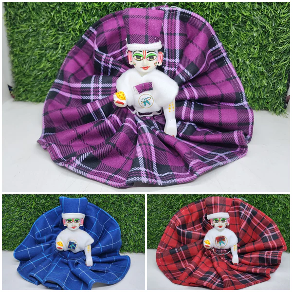 Laddu gopal premium Winter Checkered Frock Pack of 3- Radharanikripa