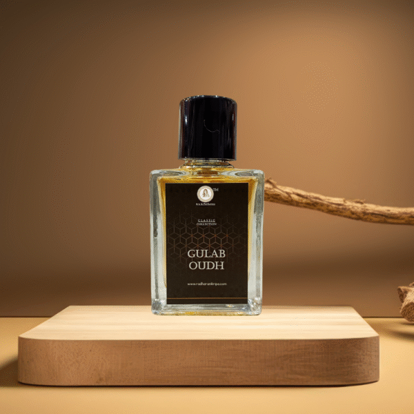 Gulab Oudh Perfume by Radharanikripa  | Rose & Oudh Blend in Sweet Tone | Luxurious Floral Woody Scent | 50ml