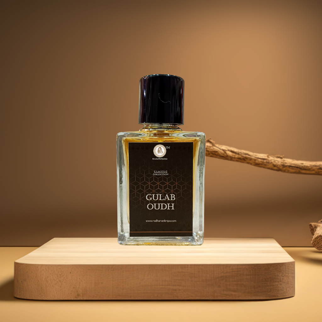 Gulab Oudh Perfume by Radharanikripa  | Rose & Oudh Blend in Sweet Tone | Luxurious Floral Woody Scent | 50ml