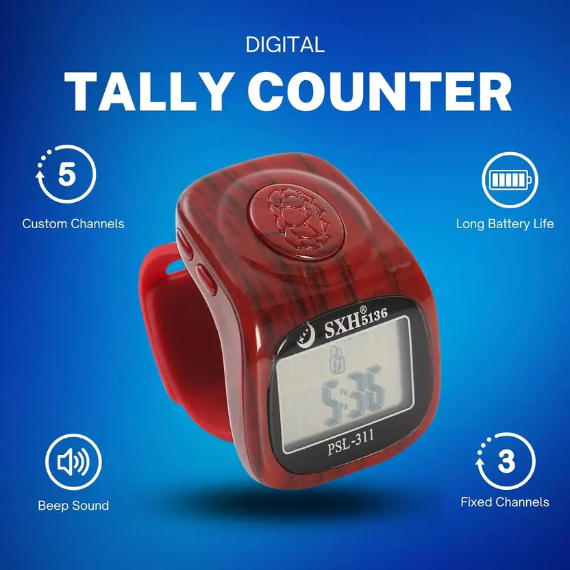 Face Me LED, Beep Sound, Time Clock & Reset Button - Premium Quality Counter & Tasbeeh Digital Tally Counter  (Multicolor Pack of 1)