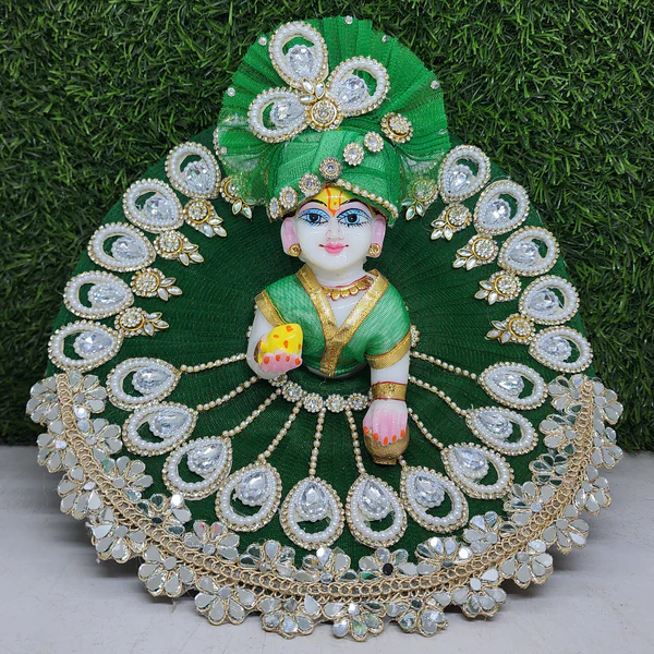 Special Dark Green Seesha Lace dress for laddu gopal ji