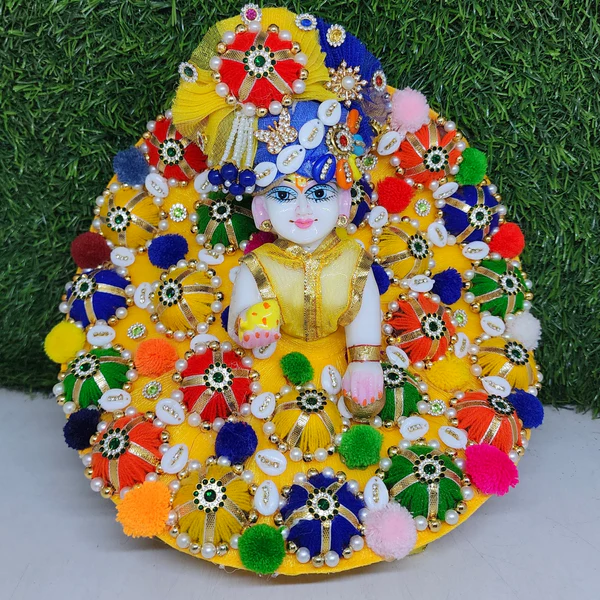 Yellow multi topi dress for laddu gopal ji