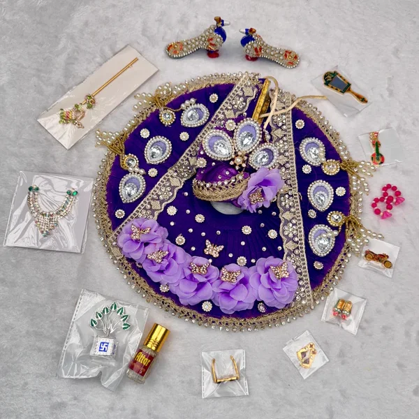 Janmashtami Special Combo for Laddu Gopal Ji – Designer Dress & Accessories (12 Items)