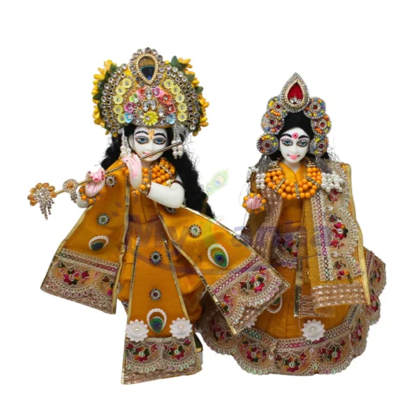 Heavy festive special yellow dress for Radha Krishna ji