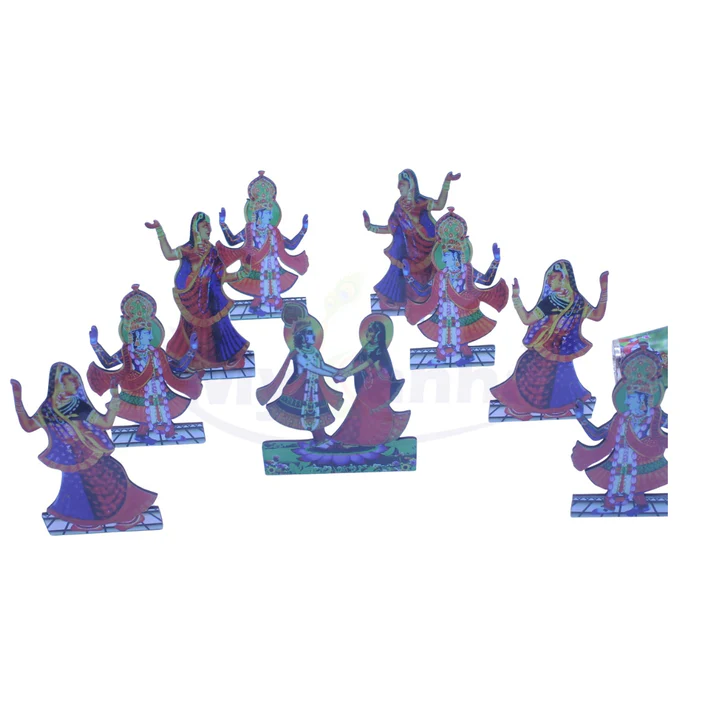 Acrylic MDF fine quality Radha krishna Raas Set for decoration (9 Pcs)