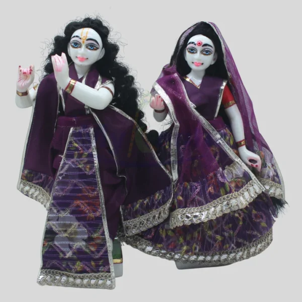 Net embroidery printed purple RK Set for Radha Krishna ji