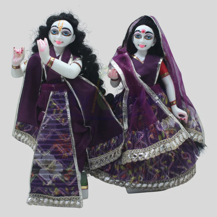 Net embroidery printed purple RK Set for Radha Krishna ji