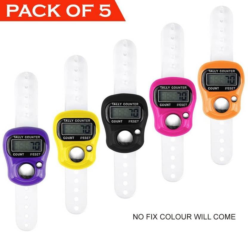 FIRSTLIKE Finger Counter for Pooja Meditation Finger Ring Digital Electronic, Mantra Jaap Digital Tally Counter  (Multicolor Pack of 5)