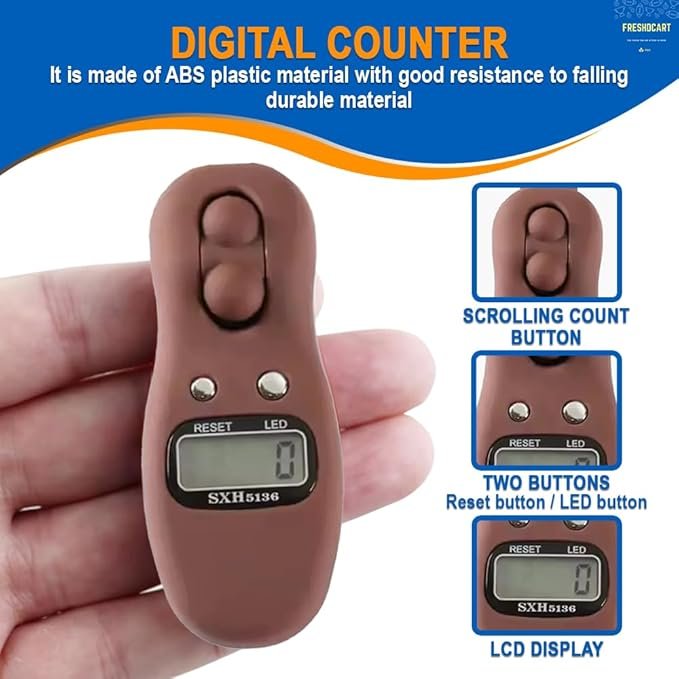 FreshDcart Naam Jap Counter – FDCA664 Digital Finger Counter with LCD Display – Manual Hand Counter for Activities, Meditation, Counter for Chanting Mantra (Random Color, Pack of 1) - Image 2