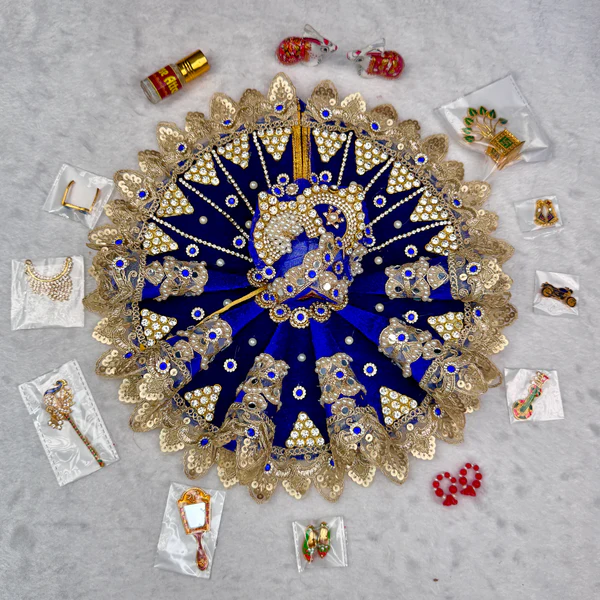 Janmashtami Special Combo for Laddu Gopal Ji – Designer Dress & Accessories (12 Items)