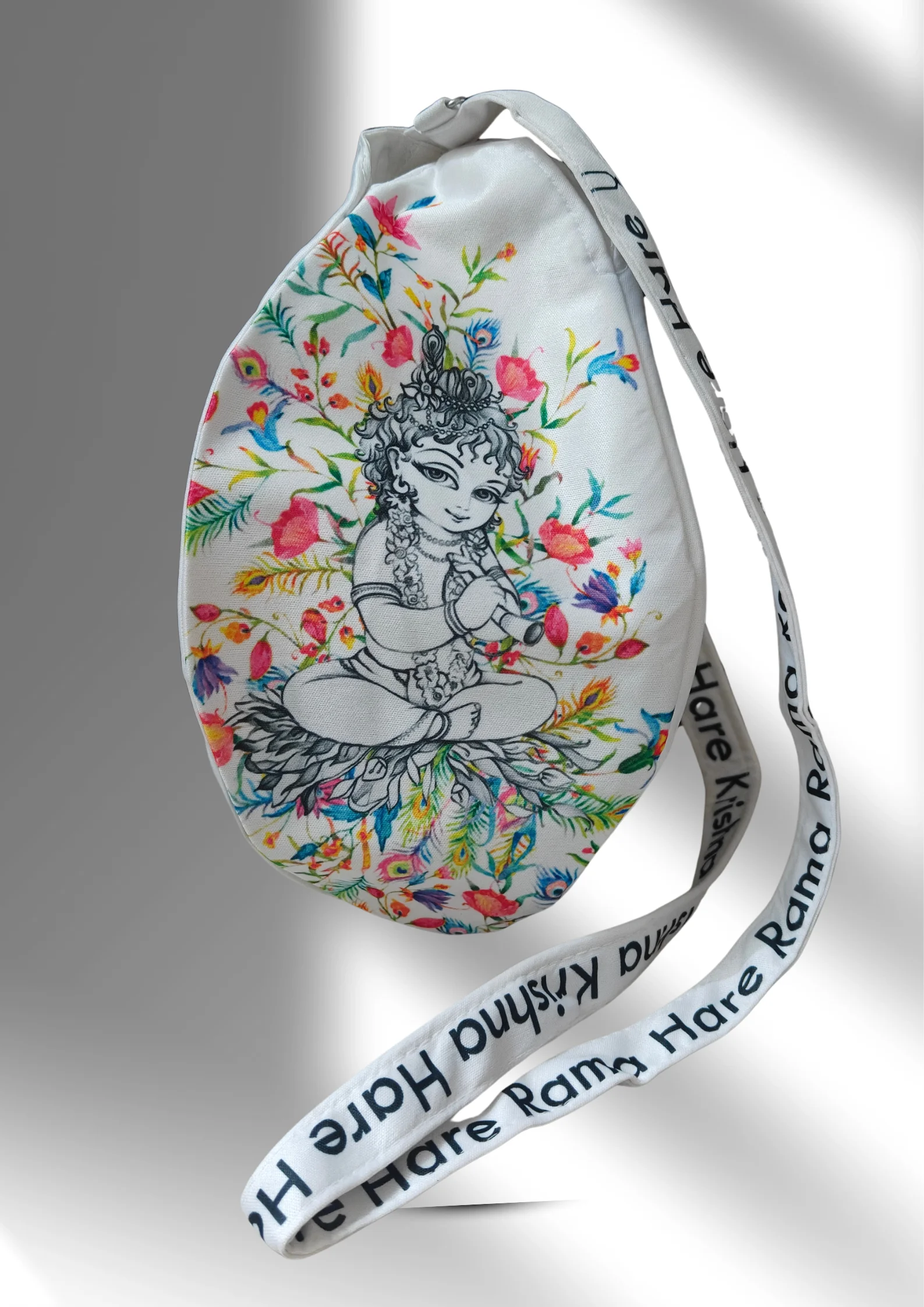 Little Kanha White Multi Print Bead Bag