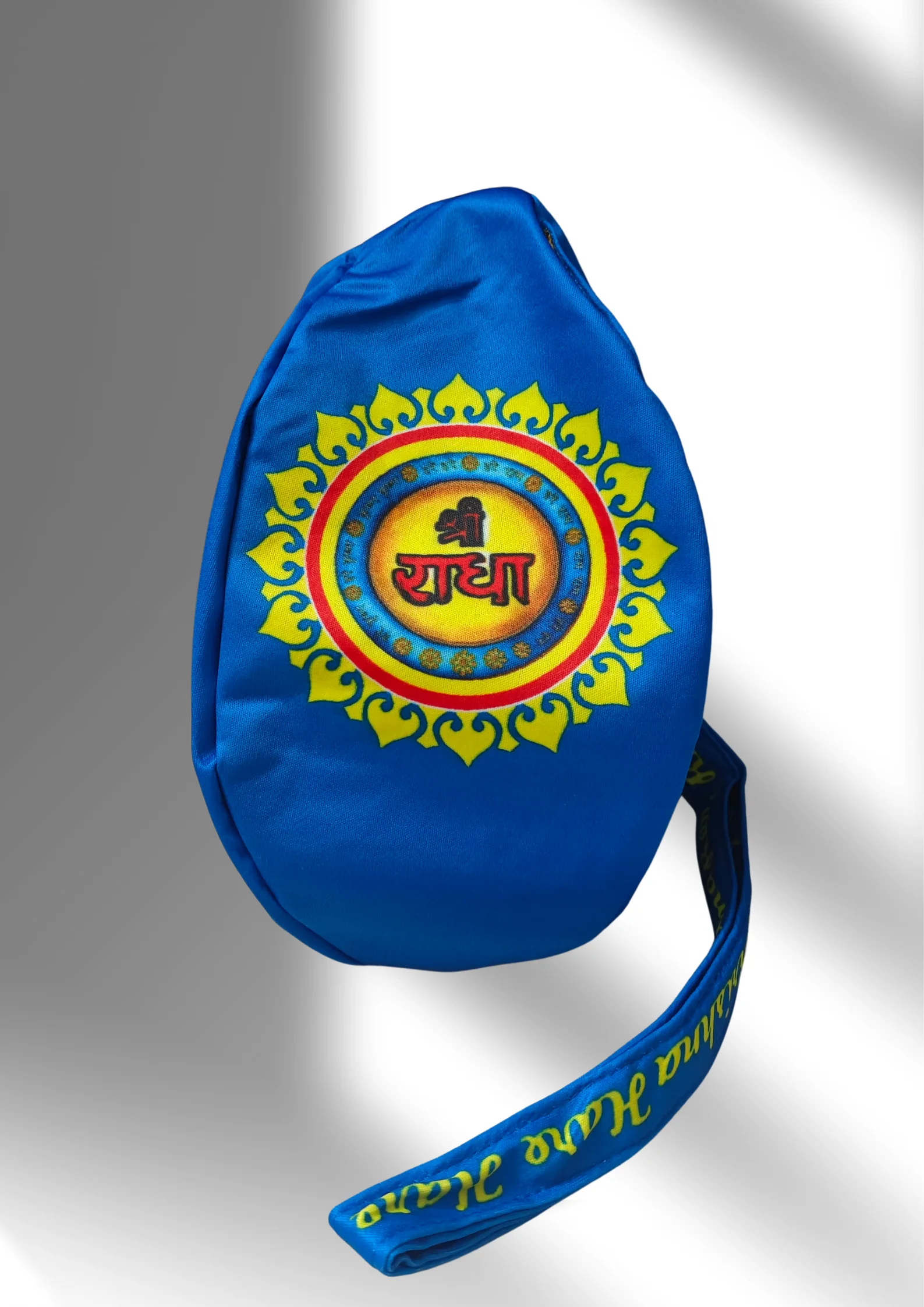 Shree Radha Blue Multi Print Bead Bag