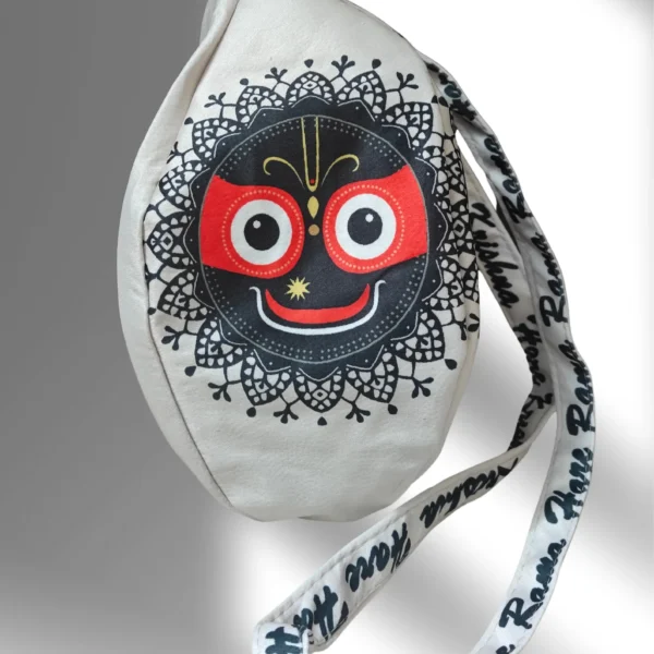 Jagannath Ji beige multi printed japa bag