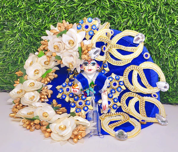 Blue heavy dress for kanha ji with pagdi