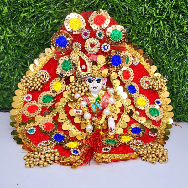 red sequence patch heavy dress with pagdi and patka