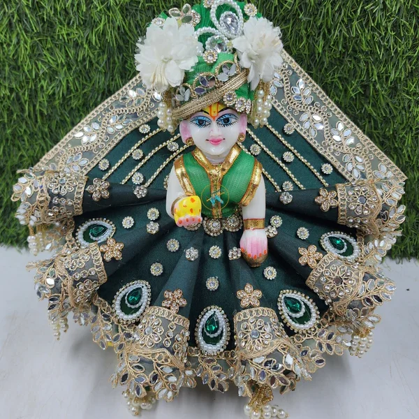 Darkgreen Festive Special Heavy Dress for Laddu Gopal Ji