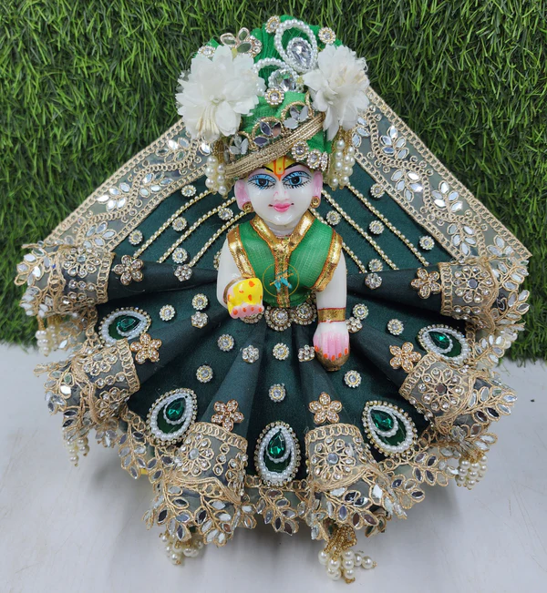 Darkgreen Festive Special Heavy Dress for Laddu Gopal Ji