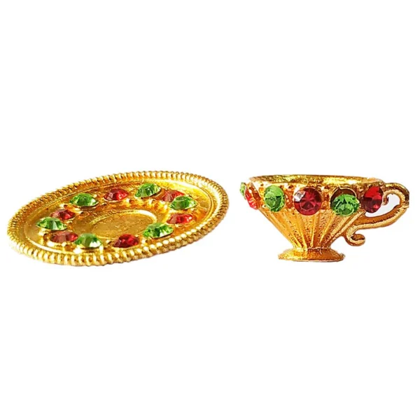 Stone Decorated Cup Plate set Toy for Decoration