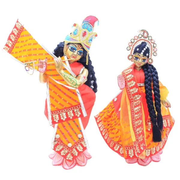 Frill and Churni print base designer poshak for Radha Krishna