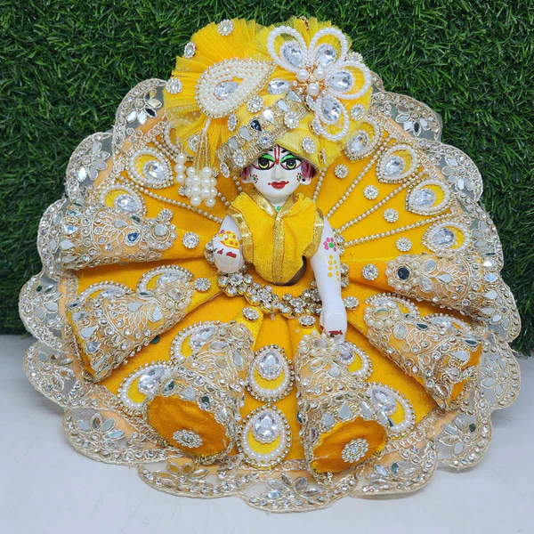 Yellow heaviest dress for laddu gopal ji