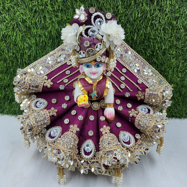 Wine Festive Special Heavy Dress for Laddu Gopal Ji