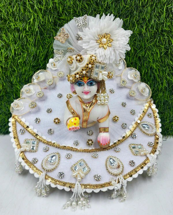 Chand dress Sharad Purnima special White heavy dress for laddu gopal ji