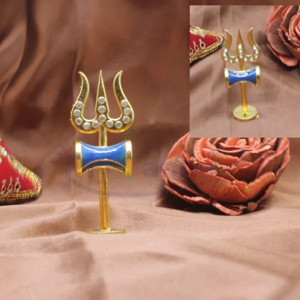 Trishul with damroo toy for Decoration (Random Color)