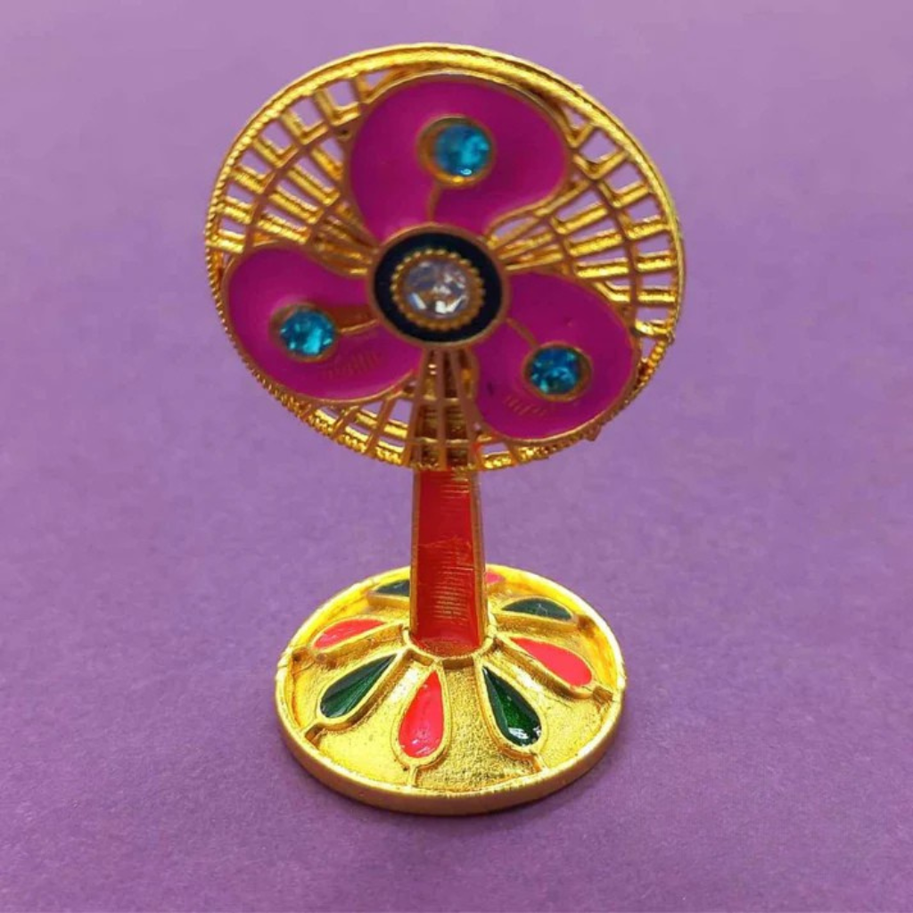 standing toy fan for mandir decoration